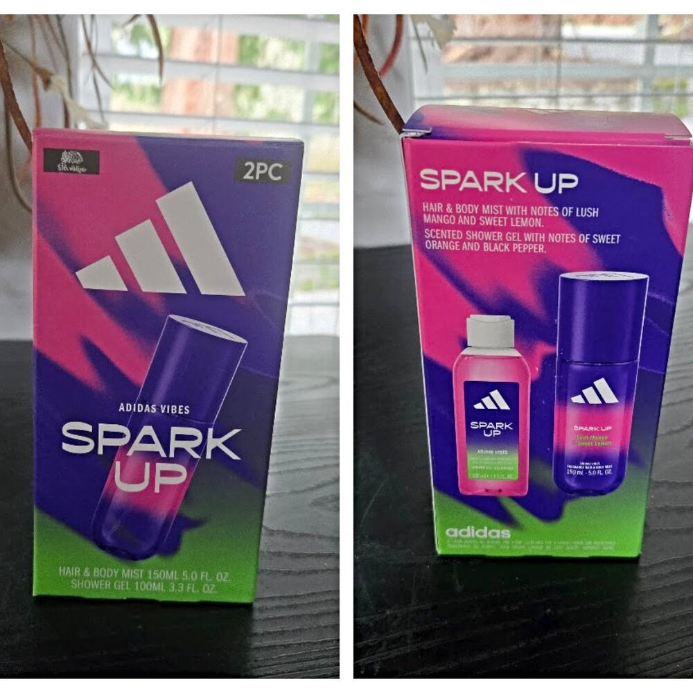 New 2 Boxes of Adidas Spark Up Hair & Body Mist & Shower Gel